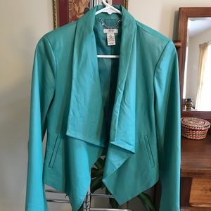 Caché teal leather jacket